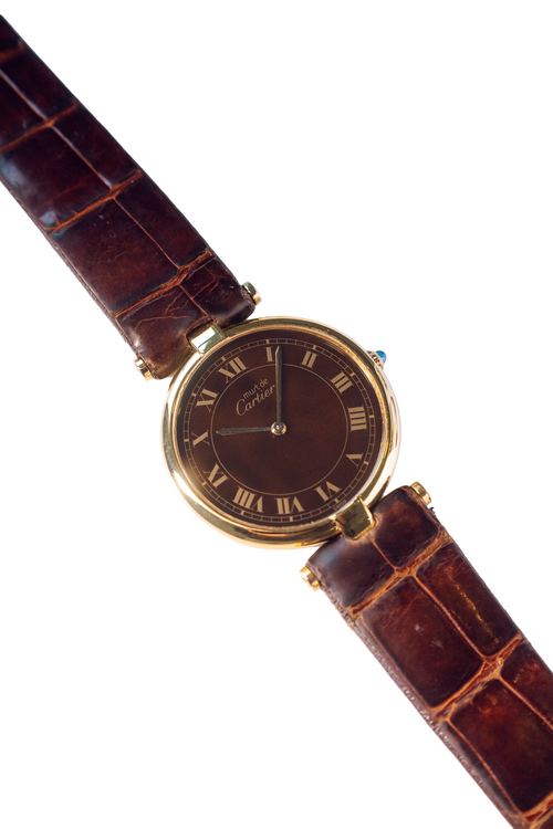 Cartier Must Vendome W/ Brown 'Wood' Dial